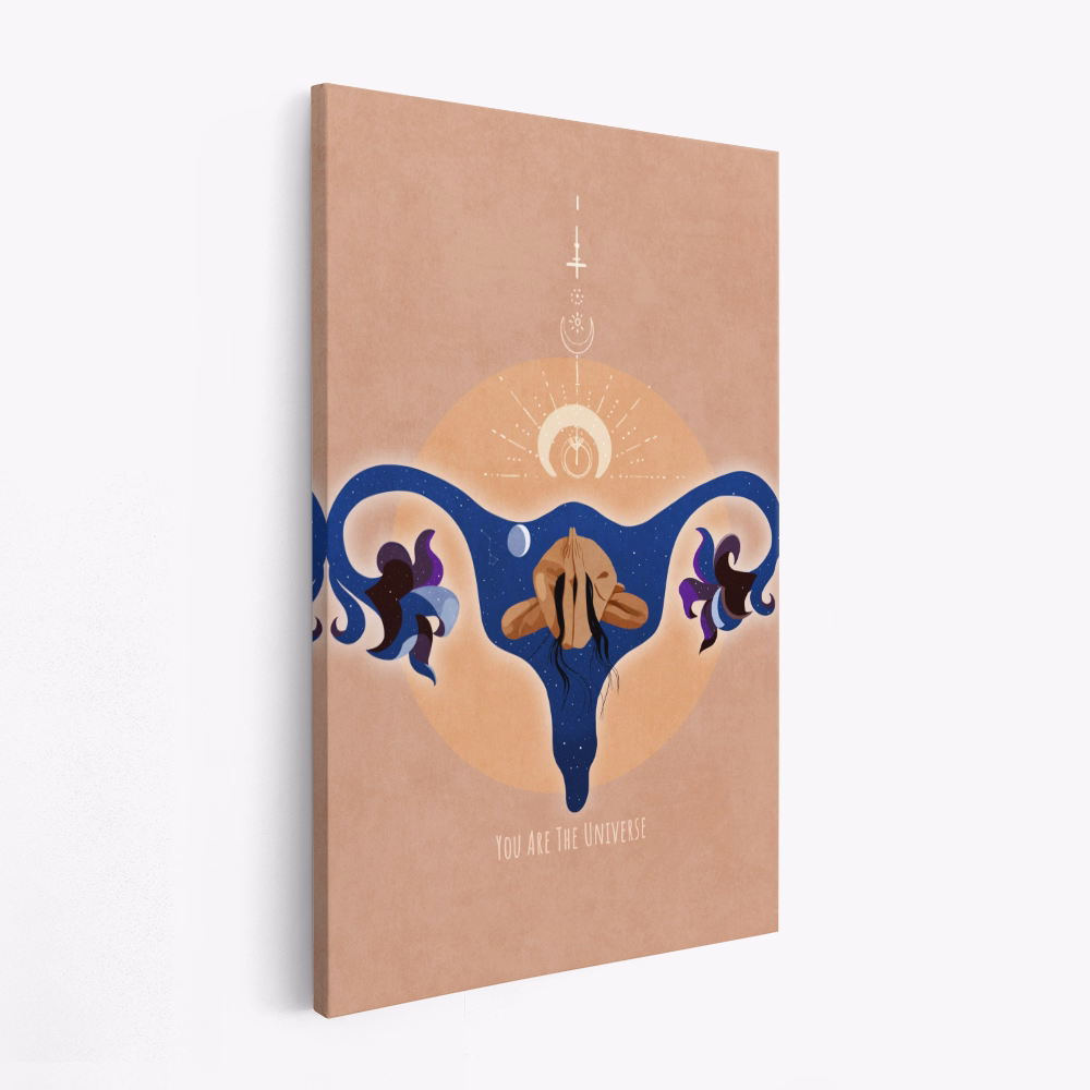 Obraz na płótnie - Spiritual, Feminine, Energy, Stars, Moon, Vulva, Meditation, Yoga, and Inspiration Poster Spir 1b